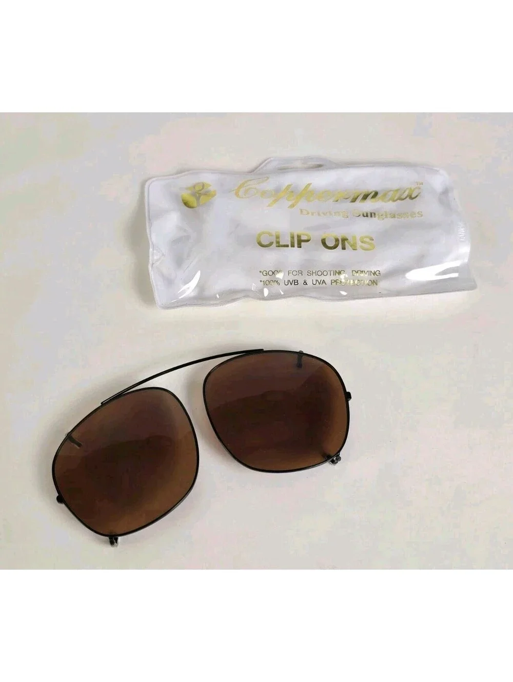 Vintage COPPERMAX Aviator sunglass Clip-Ons Driving Shooting Black frame NOS